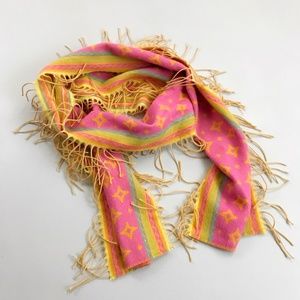 V.FRAAS Star Weave Scarf 70" Super Soft Winter Germany Orange Pink Fringe